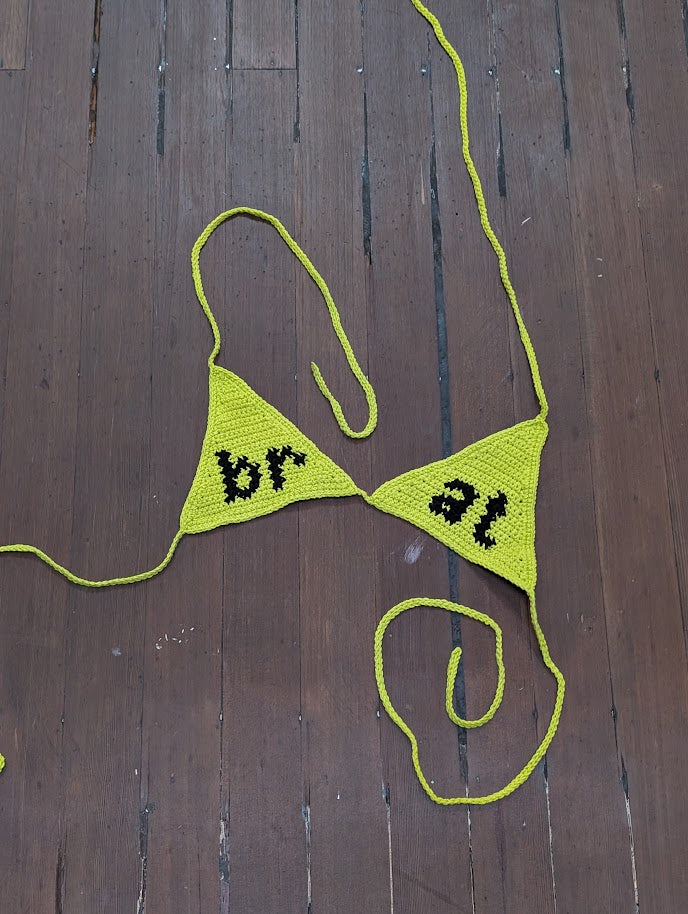 Charli XCX BRAT Crocheted Bikini Top - perfect for festivals or raves!