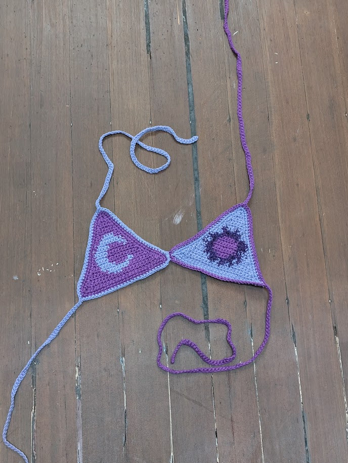 Sun & Moon Crocheted Bikini Top - perfect for festivals or raves!