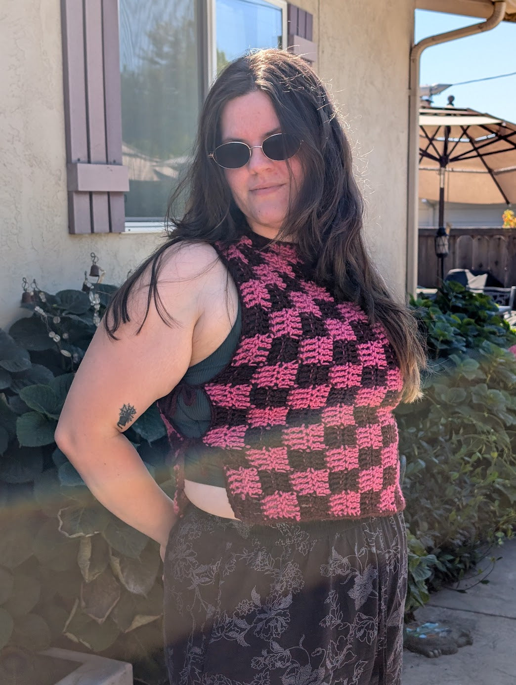 Checkered Treble Maker Top Crochet PATTERN - CamCrochetsThings Original Crochet Pattern